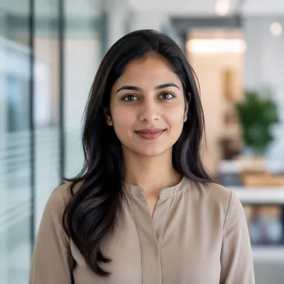 Confident Young Professional Woman Office Headshot