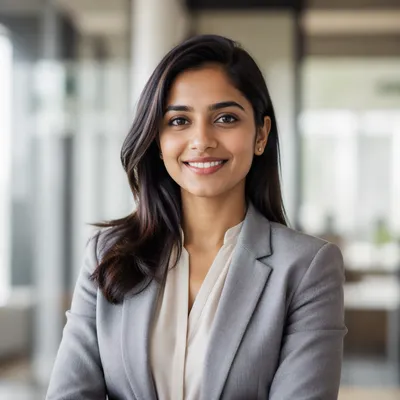 Confident Young Professional Woman Office Headshot