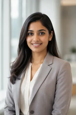 Confident Young Professional Woman Office Headshot