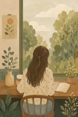 Thoughtful Woman Journaling in Coffee Shop