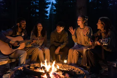 Youth Camp Bonfire with Guitars