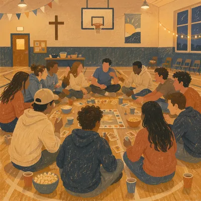 Youth Group Game Night in Church Gym