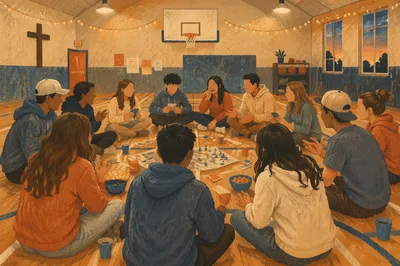 Youth Group Game Night in Church Gym
