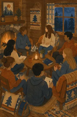 Youth Retreat Cabin Bible Discussion Circle