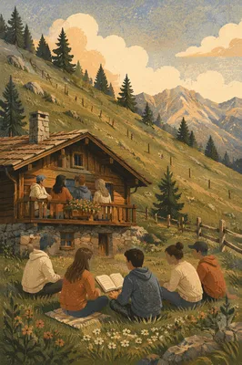 Youth Retreat Bible Discussion at Cabin