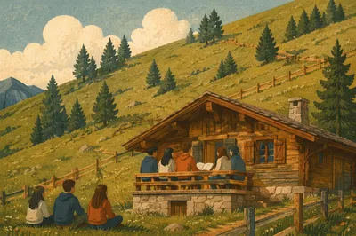 Youth Retreat Bible Discussion at Cabin