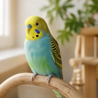 Colorful Parakeet Perched in Soft Morning Light