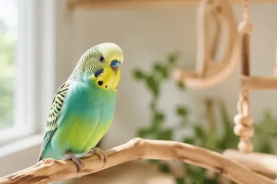 Colorful Parakeet Perched in Cozy Morning Light