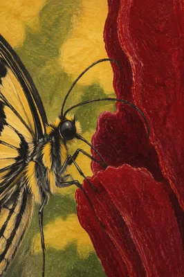 Butterfly Feeding on Crimson Flower Macro
