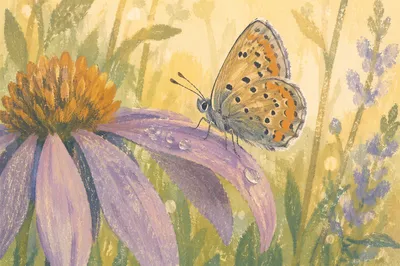 Butterfly Landing on Wildflower Macro Scene