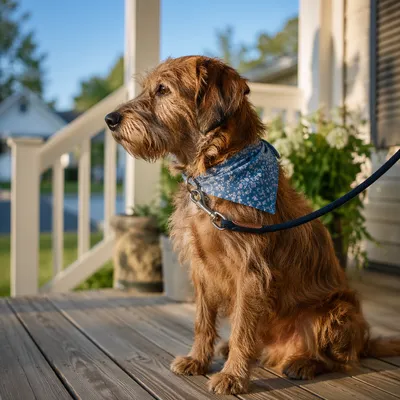 Small Brown Dog on Sunny Porch