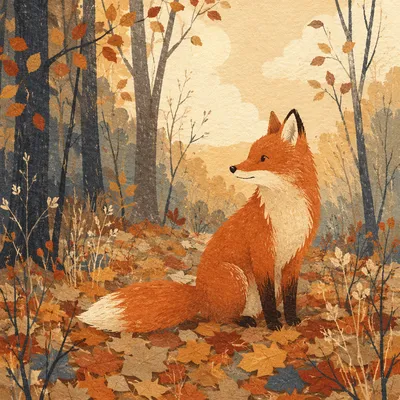 Alert Red Fox in Autumn Forest