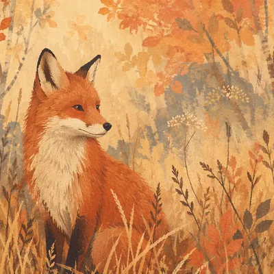 Red Fox in Autumn Forest Light