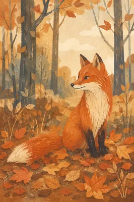 Red Fox in Autumn Forest Light