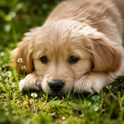 Sunny Golden Retriever Puppy on Grass