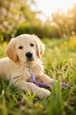 Sunny Golden Retriever Puppy in Meadow