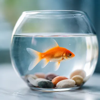 Goldfish in Round Bowl Close-Up