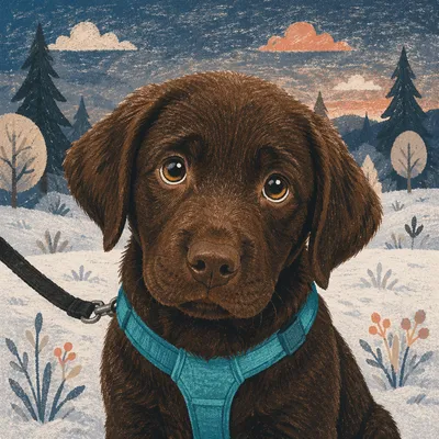 Soulful Labrador Puppy Looking Up Portrait