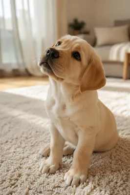 Curious Labrador Puppy Looking Upward
