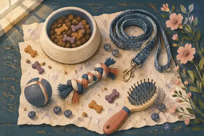 Stylish Pet Accessories Flat Lay Arrangement