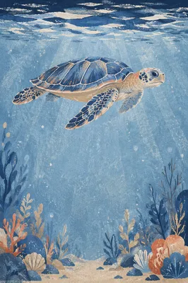 Serene Sea Turtle Beneath Blue Surface