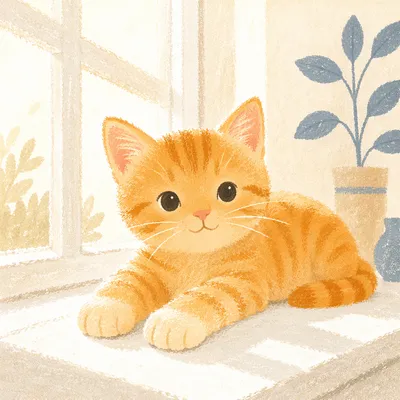 Orange Tabby Kitten in Morning Sunlight