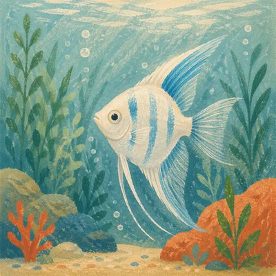 Serene White Angelfish in Coral Aquarium