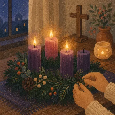 Warm Advent Wreath with Candlelight Prayer