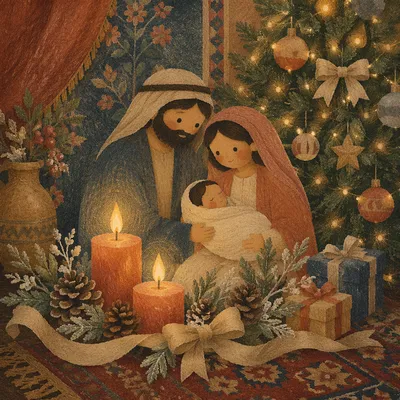 Warm Advent Wreath with Glowing Candles