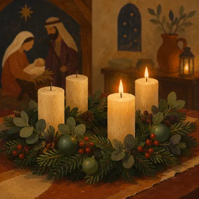 Warm Advent Candle Wreath Glow