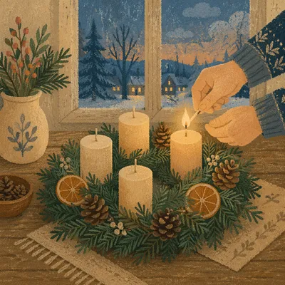 Warm Advent Wreath Candle Lighting