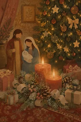 Warm Advent Wreath with Candlelit Christmas Decor