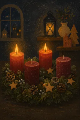 Warm Advent Candle Wreath Centerpiece