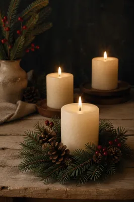 Advent Candles Wreath in Warm Glow