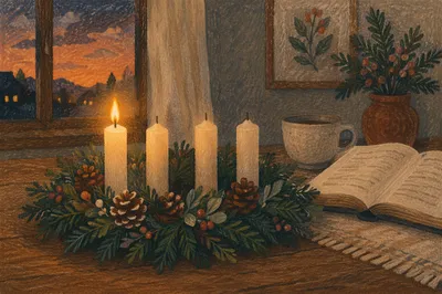 Advent Wreath Candles in Warm Light