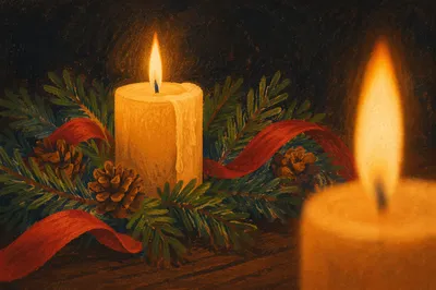 Advent Wreath with Glowing Candlelight
