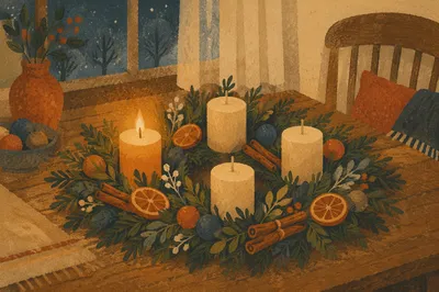 Advent Candle Wreath with Warm Glow