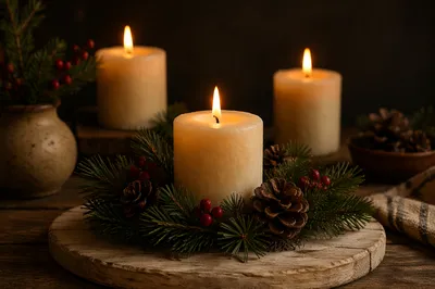 Advent Candle Wreath with Warm Glow