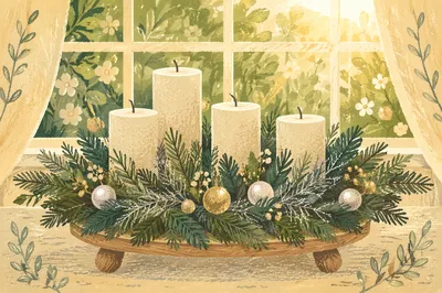 Elegant Advent Wreath by Window Light