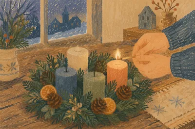 Warm Advent Wreath Candle Lighting