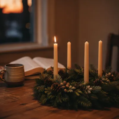 Warm Advent Wreath Candlelight at Dusk