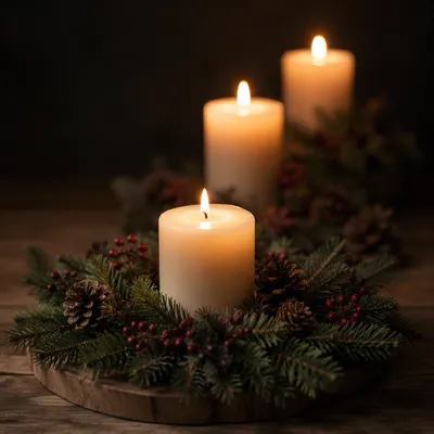Advent Candles Wreath in Warm Light