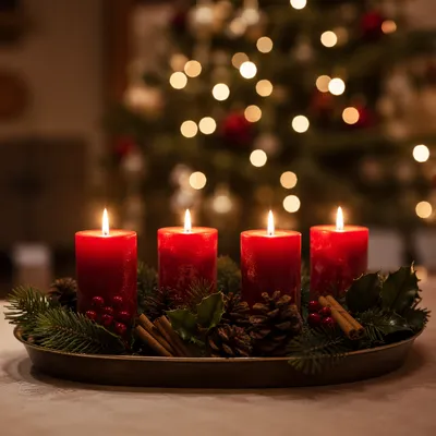 Advent Candle Wreath with Warm Glow