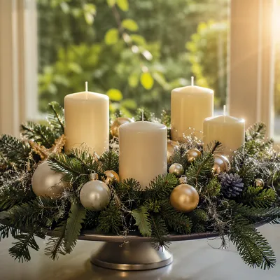 Elegant Advent Wreath by Window Light