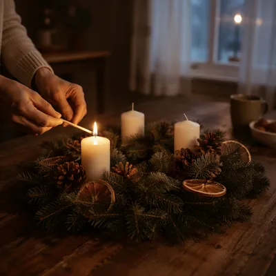 Warm Advent Wreath Candle Lighting