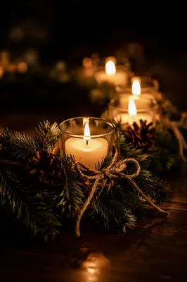 Warm Advent Wreath with Candlelight