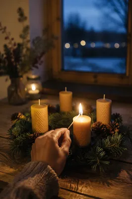 Warm Advent Wreath Candlelight at Dusk