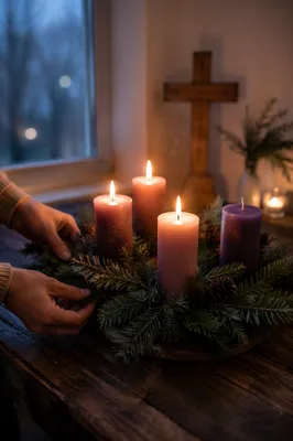Warm Advent Wreath in Quiet Prayer Corner