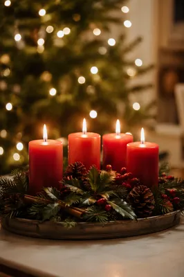 Advent Candle Wreath with Warm Glow