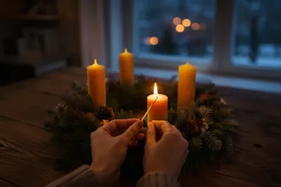 Warm Advent Wreath Candle Lighting
